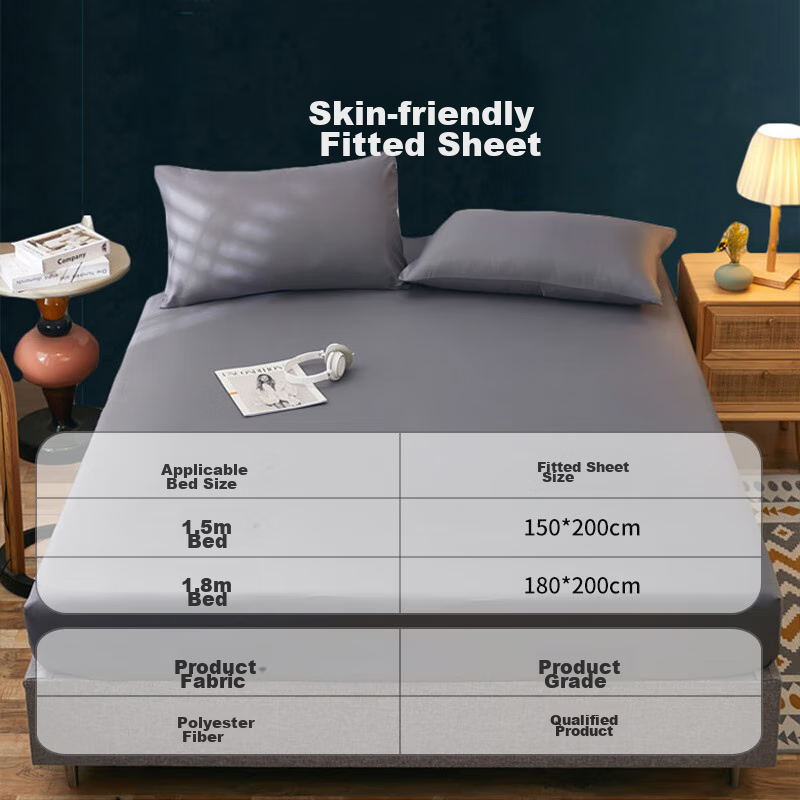 Aiwei Student Fitted Sheet Single Piece Single Bed Non-Slip Bed Cover Dust-Proof Brushed Bed Sheet Suitable for 0.9m Bed Jisu Grey