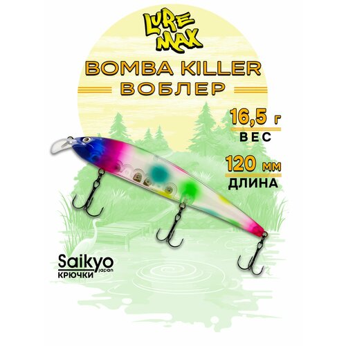 Воблеры для рыбалки LureMax BOMBA KILLER 120FDR-168 16,5 г, воблер на щуку