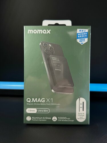Изображение товара Внешний аккумулятор повербанк беспроводной (MagSafe) PowerBank Momax Q.Mag X 10000 mAh 15W Чёрный