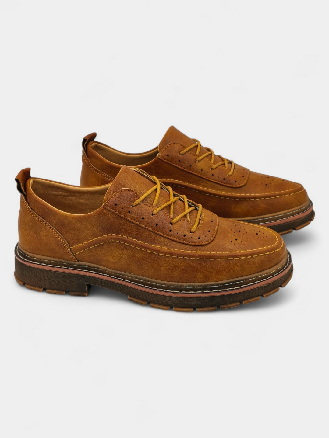 Лоферы  Туфли мужские Solid Step, из экокожи, водонепроницаемые, размер 38 39 40 41 42 43, оранжевый — фото 1