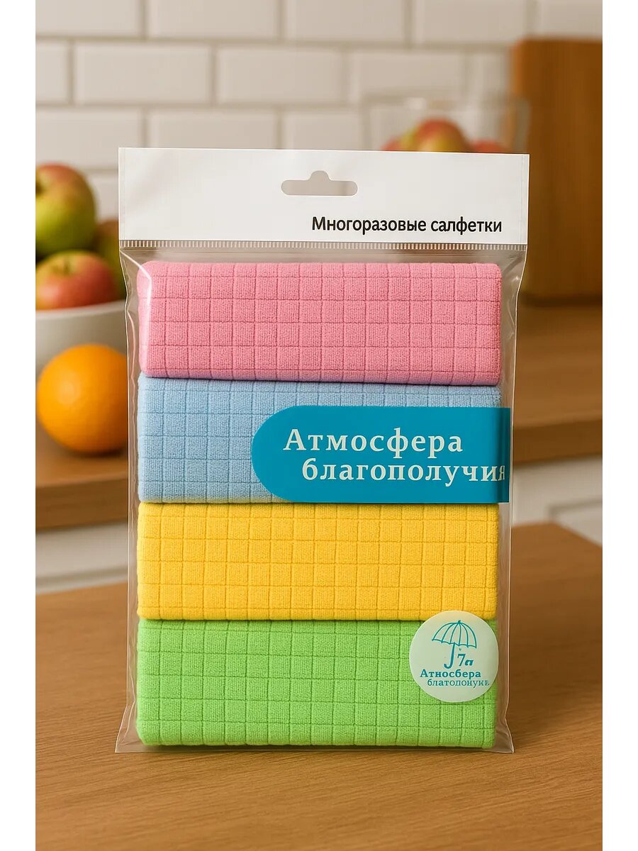 Салфетки "Атмосфера благополучия" от 7Я, для уборки, универсальные, 4шт.