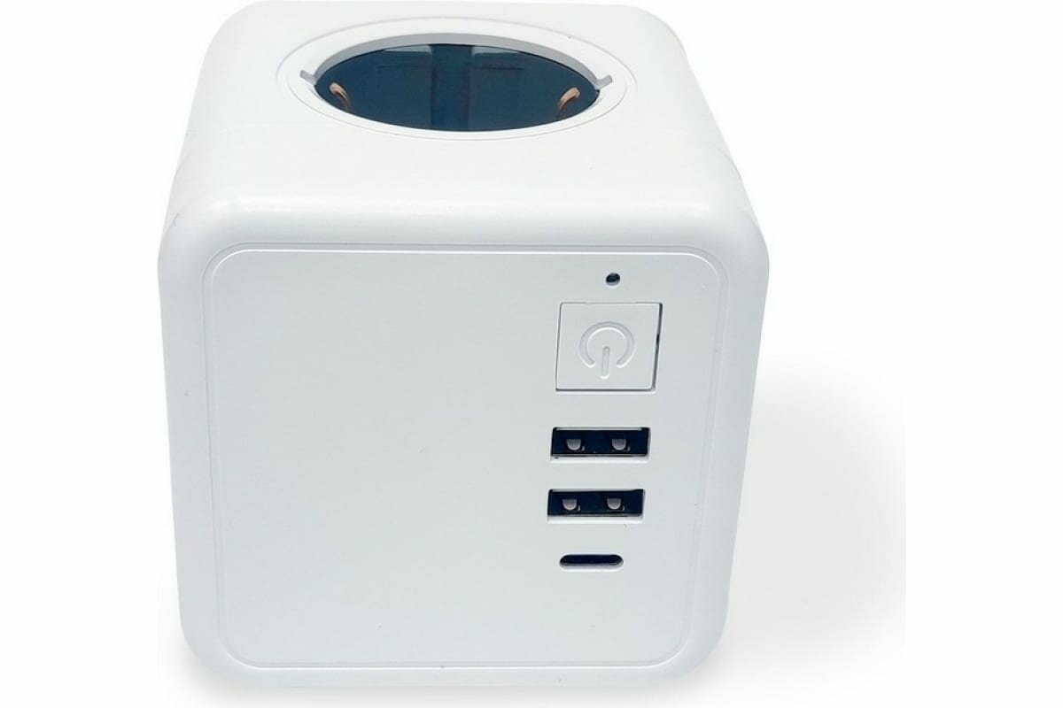 GN1205 Разветвитель Cube Original 4 Euro 16A, 3 USB 2A+C с блоком 5В/3.0А RocketSocket, цвет белый-серый Ливолотач - фотография № 12