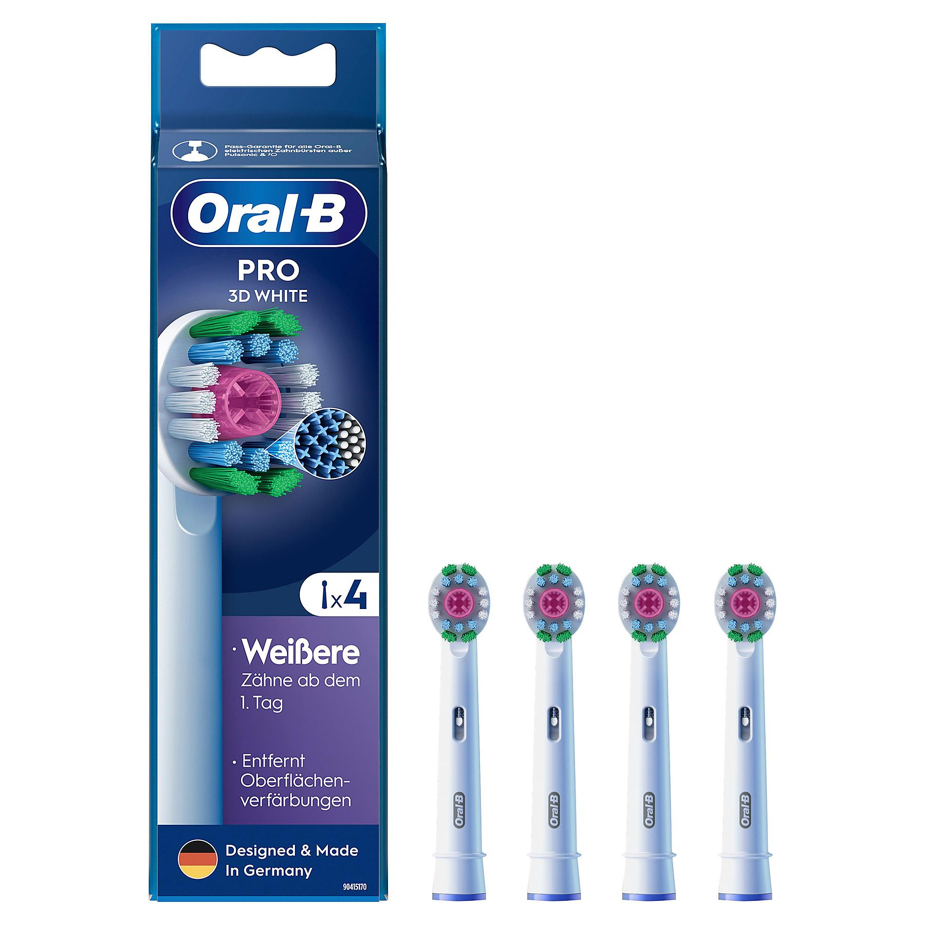 Насадки для зубной щетки Oral-B 3D White, белые, 4 шт.