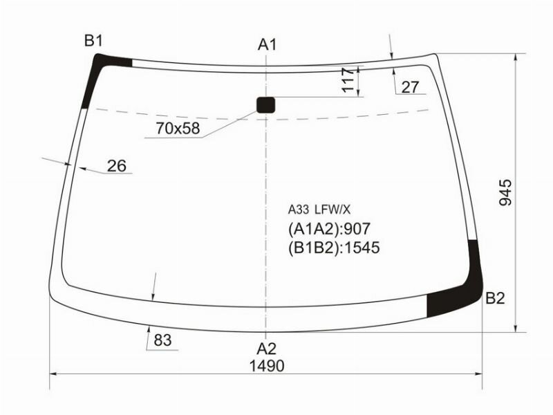 XYG A33 LFW/X Стекло лобовое NISSAN CEFIRO A33 98-06/NISSAN MAXIMA 98-06