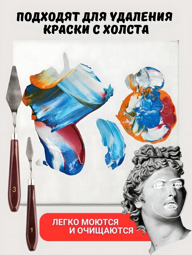 Мастихин для рисования AXLER Art художественный для масла и акрила, шпатель для художников, кондитерский для торта, набор 5 шт