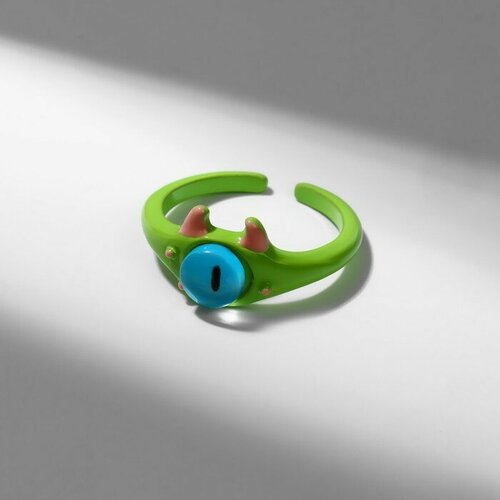 Кольцо Queen Fair, искусственный камень, мультиколор, зеленый кольцо queen fair пластик искусственный камень красный мультиколор
