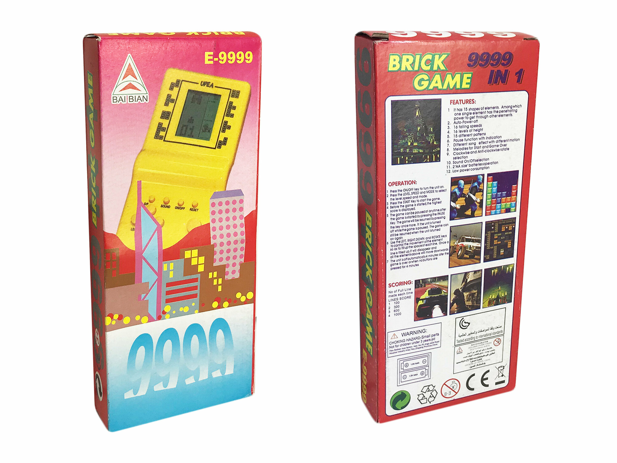 Игровая приставка Тетрис, BRICK GAME 9999 in 1, прозрачный корпус красный
