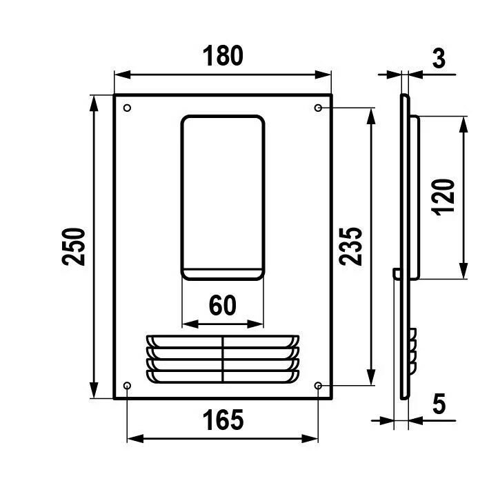 612ПТВР Торцевая пластиковая площадка для плоского воздуховода с решеткой (60х120 мм, пластик) ERA - фото №2