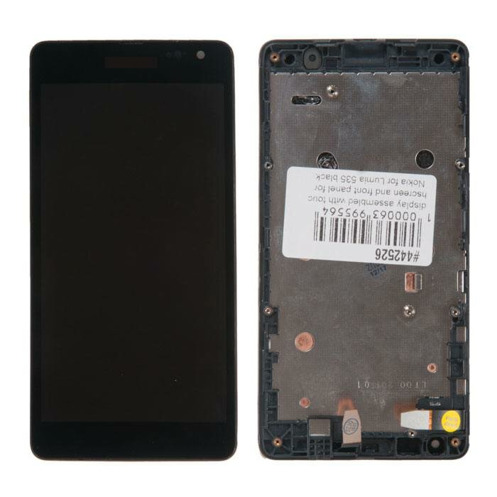 Дисплей в сборе с тачскрином и передней панелью (модуль) для Nokia Lumia 535 черный