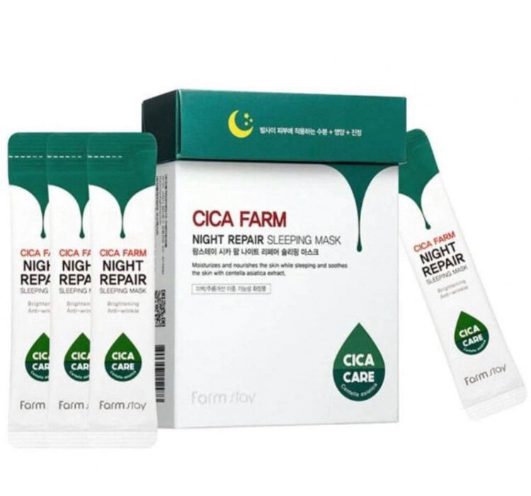 Farmstay Cica Farm Ночная маска с экстрактом азиатской центеллы, 20 шт по 4 мл