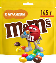 M&M's ассорти драже с арахисом и молочным шоколадом, 145 г, флоу-пак