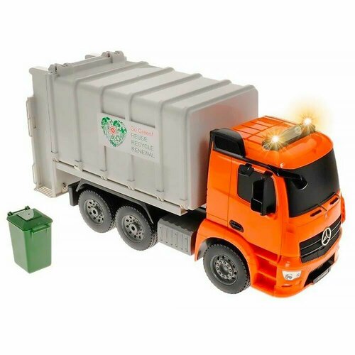 Машина Мусоровоз Mercedes-Benz Actros 1:20 (свет, звук) Double Eagle E230-003 машина мусоровоз свет звук в коробке открывание дверей откидывание кузова и кабины double egle e230 003