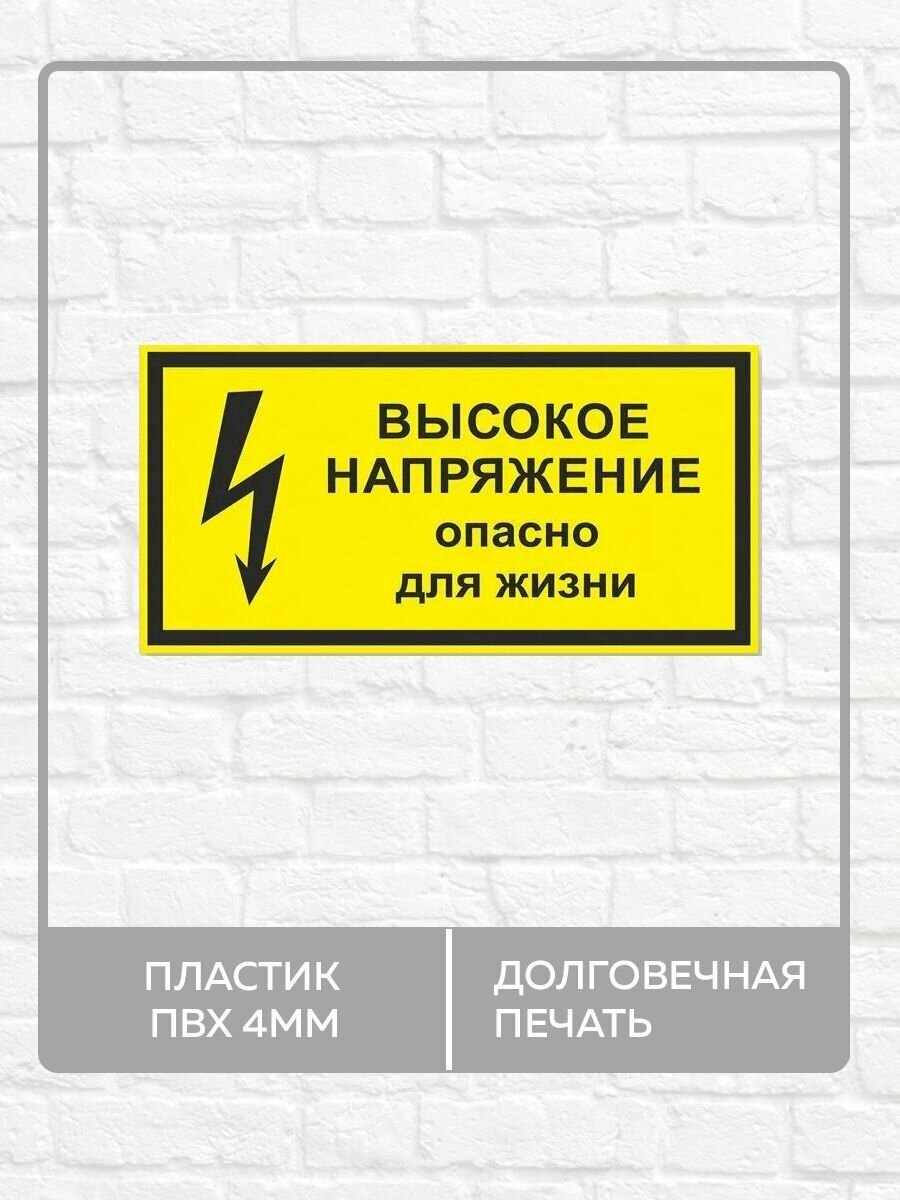 Табличка "Высокое напряжение! Опасно для жизни" А3 (40х30см)