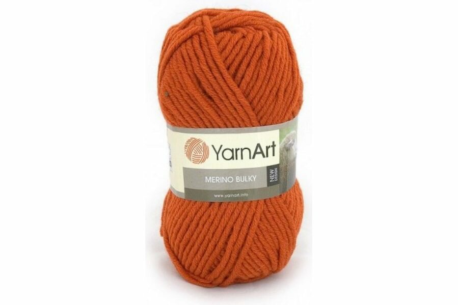 Пряжа Yarnart Merino Bulky терракот (3027), 70%акрил/30%шерсть, 100м, 100г, 1шт