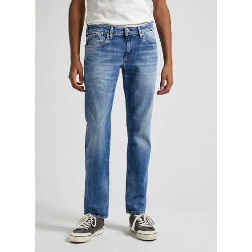 Джинсы зауженные Pepe Jeans, размер 33/34, голубой джинсы зауженные levi s размер 33 34 голубой