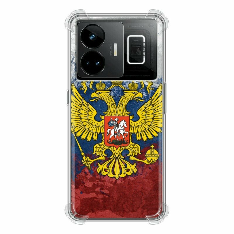 Дизайнерский силиконовый с усиленными углами чехол для Реалме ГТ3 / Realme GT3 Российский флаг и герб