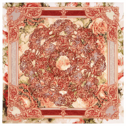 Платок Павловопосадская платочная мануфактура, 80х80 см, розовый, бежевый