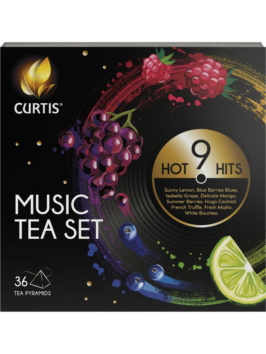 Набор чая в пирамидках CURTIS "Music Tea Set" 36 пирамидок, чай ассорти 9 вкусов / подарочная упаковка - фотография № 3