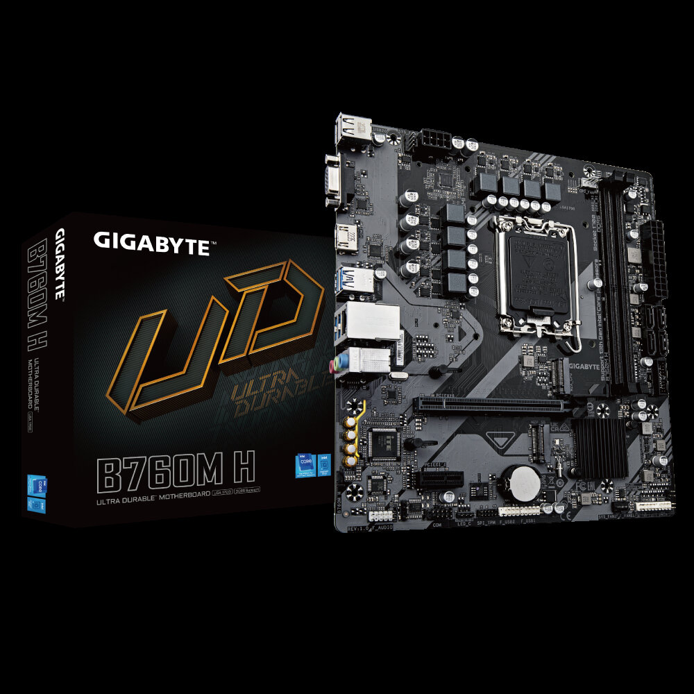 Материнская плата Gigabyte B760M H DDR4 (Socket1700, B760, mATX,2xDDR4,2M.2, PCI-E16, PCI-E, VGA, HDMI, PC3200)