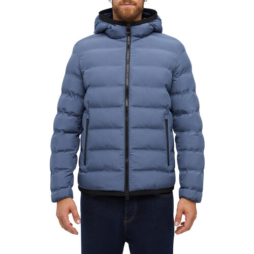  куртка GEOX, демисезон/зима, силуэт прямой, ветрозащитная, водонепроницаемая, капюшон, стеганая, карманы, размер 50, синий