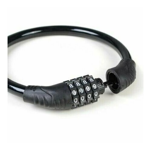 фото Замок велосипедный кодовый тросовый противоугонный, стальной трос в оплетке нет бренда