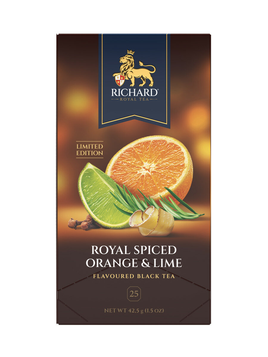 Чай Richard "ROYAL SPICED ORANGE & LIME" чай чёрный ароматизированный в формате 25 саш. - фотография № 2