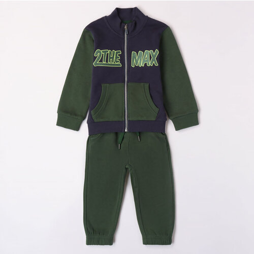 Комплект одежды  Ido для мальчиков, брюки и толстовка, спортивный стиль, манжеты, без капюшона, карманы, пояс на резинке, размер 30M, зеленый, синий