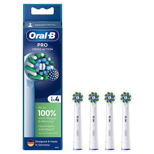 Насадки для зубной щетки Oral-B Pro CrossAction, белые, 4 шт. насадка для электрической зубной щетки oral b cross action cleanmaximizer black 10 шт