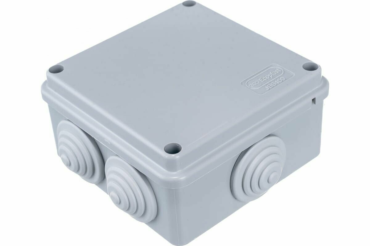 Коробка распределительная Экопласт100х100х55 мм цвет серый, IP55 - фото №1