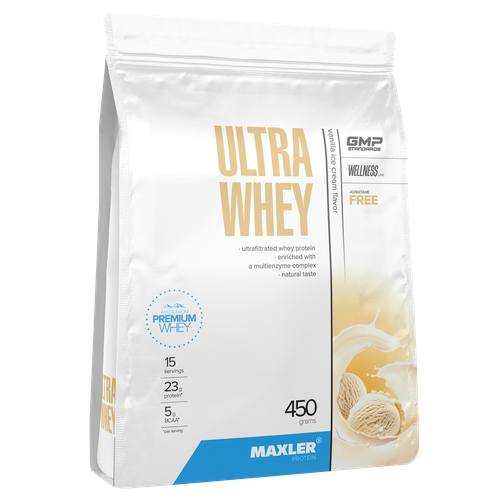 Протеин Maxler Ultra Whey, 450 гр., ванильное мороженое maxler ultra whey 750 гр ванильное мороженое