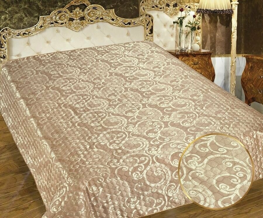 фото Покрывало стёганное Жаккард 301-1 150х220 Бежевый