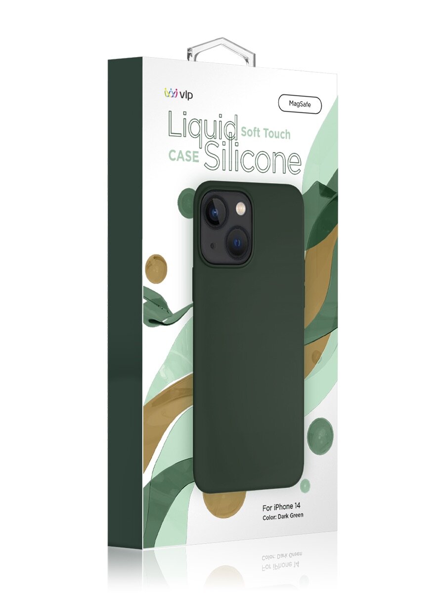 Чехол защитный VLP Silicone case with MagSafe для iPhone 14, темно-зеленый - фото №6