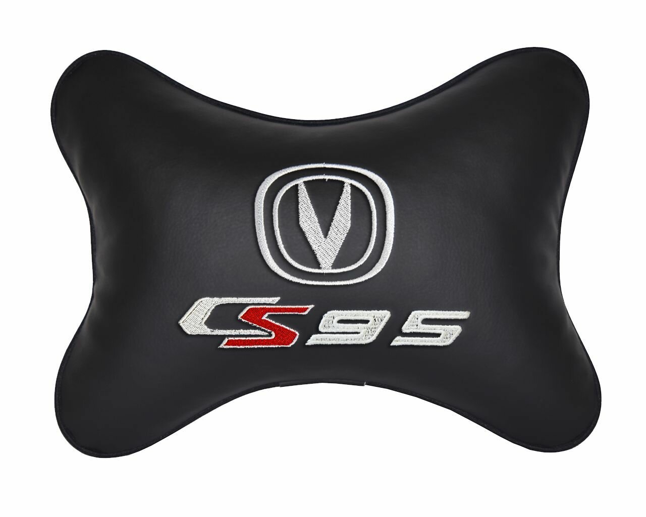Автомобильная подушка на подголовник экокожа Black с логотипом автомобиля CHANGAN CS95