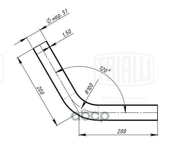 EMP51A60 TRIALLI Труба с гибом d=51 угол 60 (нерж. алюм. сталь) (EMP 51A60)