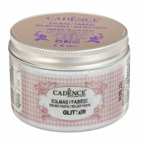 Рельефная паста Cadence Fabric Glitter Relief Paste. Silver-15835