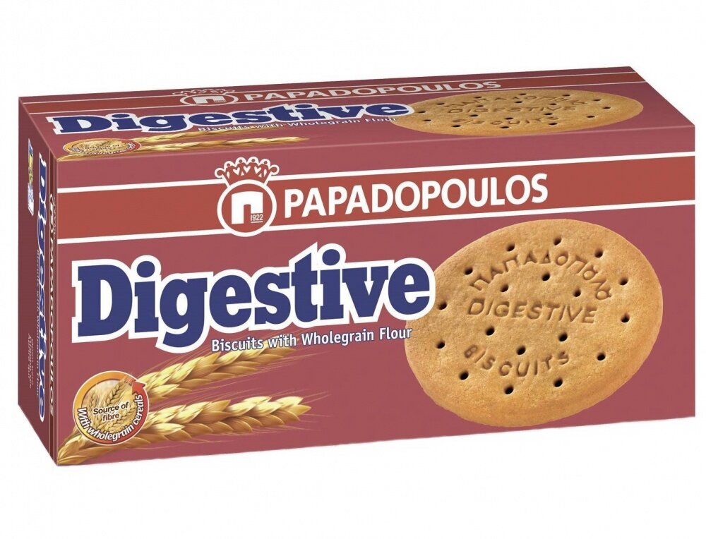 Печенье Papadopoulos c цельнозерновой мукой Digestive, 250 г