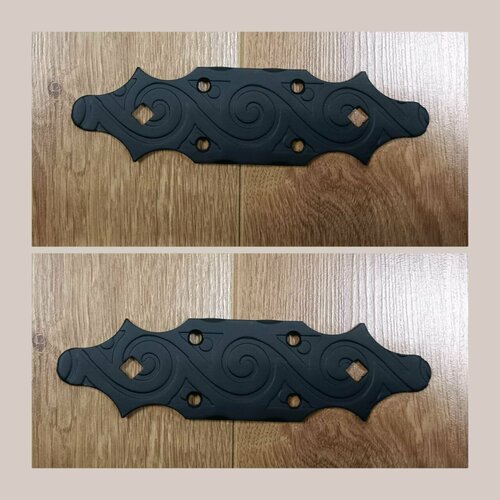 Пластина крепежная, фигурная 180х50 - 2 шт /кованая/ серия ярославль (черный)