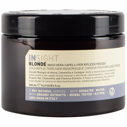 Маска для поддержания холодных оттенков волос Insight Blonde Cold Reflections Hair Mask, 500 мл профессиональная косметика для волос insight professional маска для поддержания холодных оттенков cold blonde