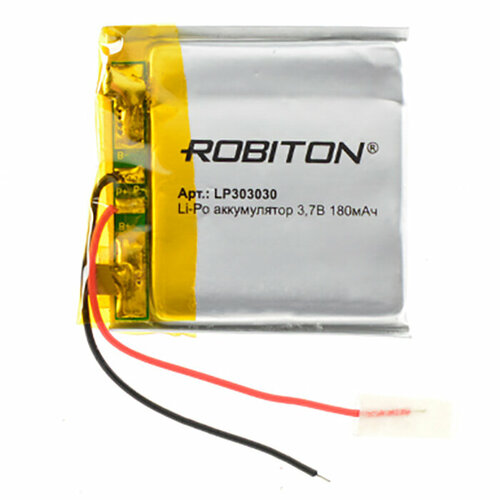 Аккумулятор Li-Pol Robiton LP303030 литий-полимерный 3.7 В плоский 180 мАч размер 3х30х30 мм с защитной платой аккумулятор robiton lp303030 3 7в 180мач pk1 арт 14889 1 шт