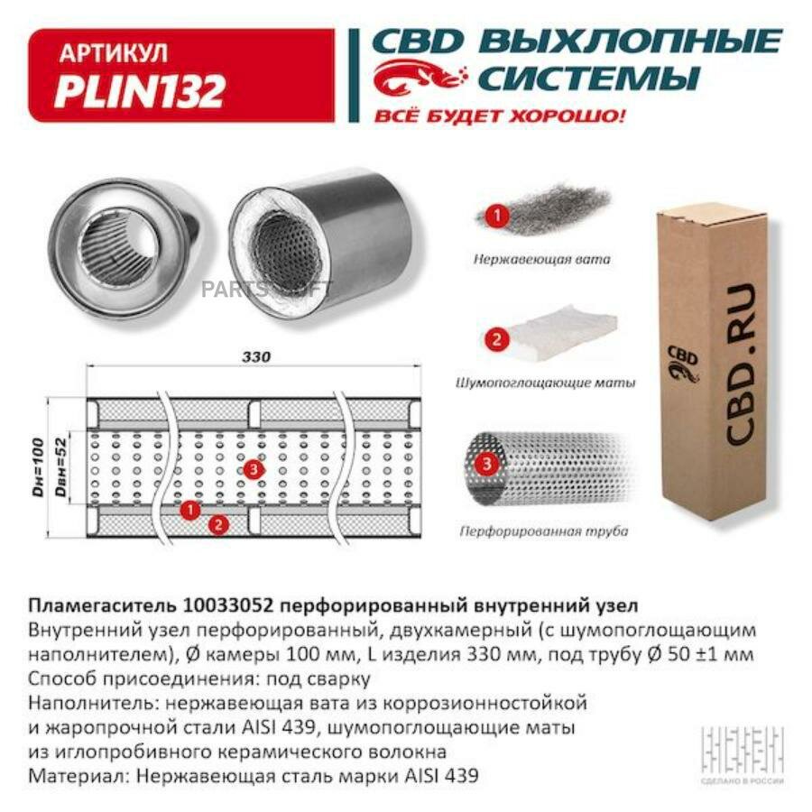 CBD PLIN132 Пламегаситель 10033052 перфорированный внутр. узел, из Нерж. стали. CBD. PLIN132