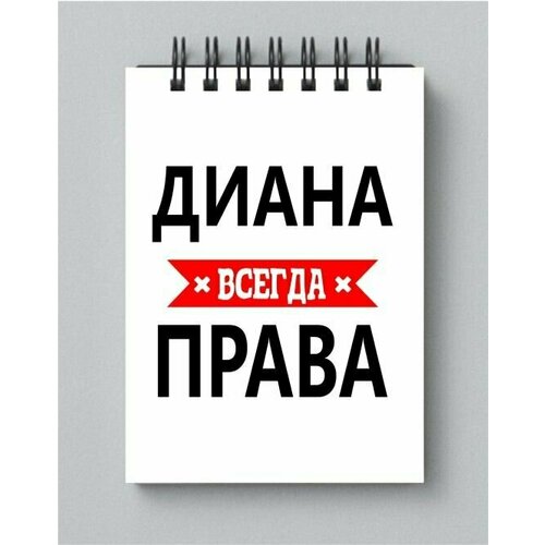 кружка диана всегда права серебристого цвета 330 мл Блокнот MIGOM принт А6 Диана всегда права