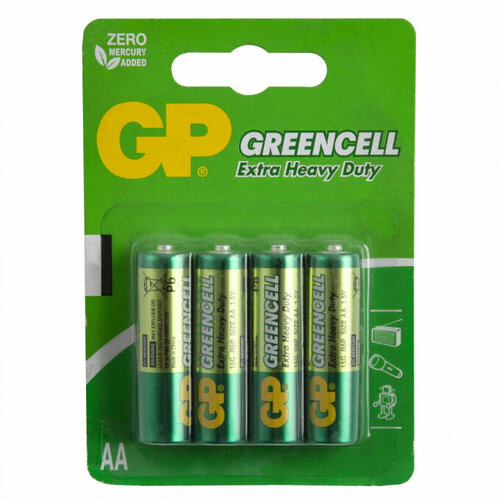 Батарейки солевые GP GP15G-2CR4 Greencell AA R6 1,5В 72шт элемент питания солевой gp greencell r6 aa