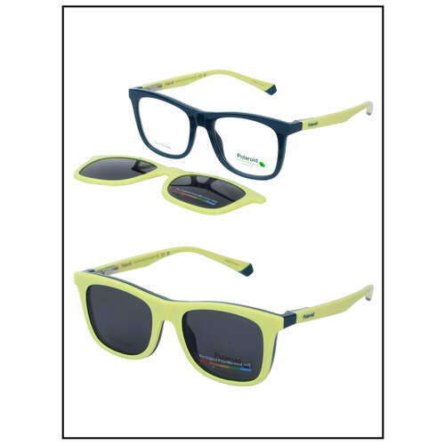 фото Солнцезащитные очки polaroid, прямоугольные, оправа: пластик, чехол/футляр в комплекте, поляризационные, со 100% защитой от уф-лучей, желтый
