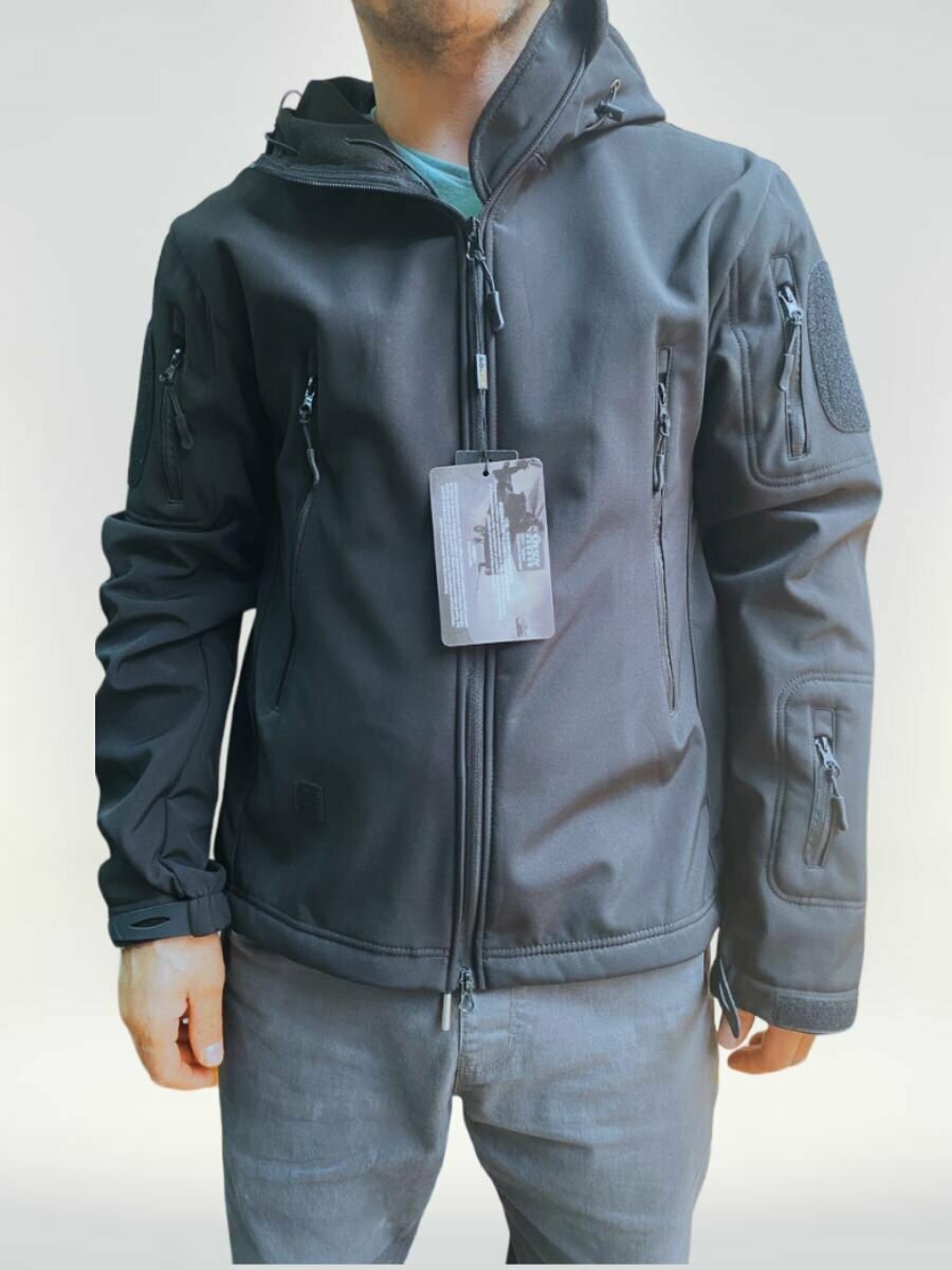Куртка тактическая Софтшелл Softshell с капюшоном, 56 размер