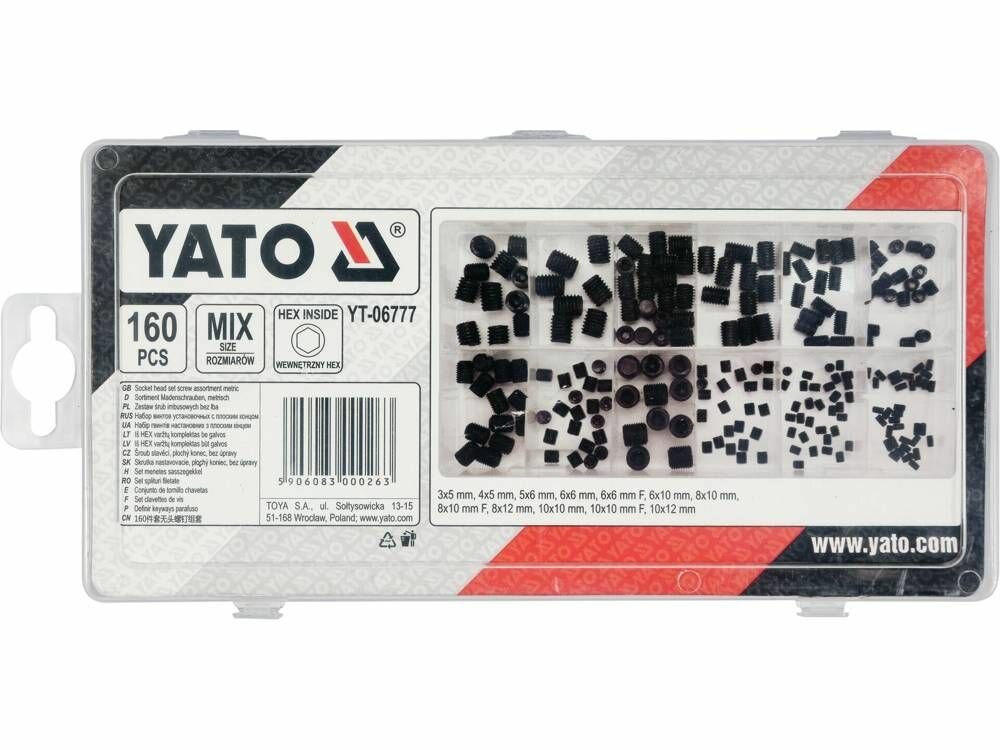 Шестигранные винты Yato без установочной головки 160 шт. смешанные размеры арт.YT-06777 - фотография № 5