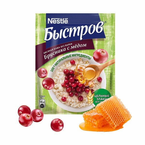 Каша овсяная Быстров, брусника с медом, 40гр Nestle - фото №5