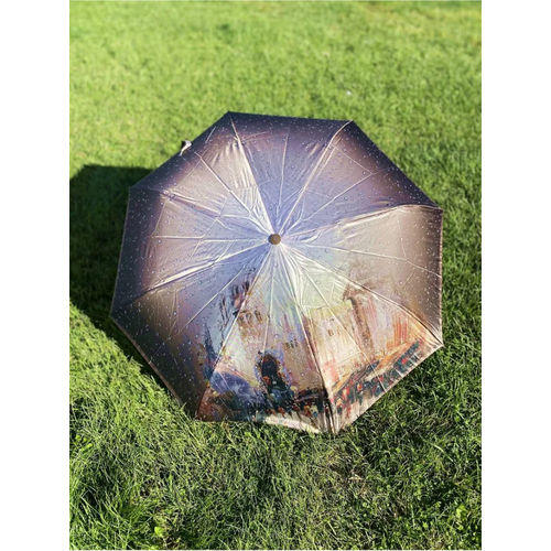 фото Смарт-зонт galaxy of umbrellas, автомат, 3 сложения, купол 105 см., 8 спиц, чехол в комплекте, в подарочной упаковке, для женщин, коричневый