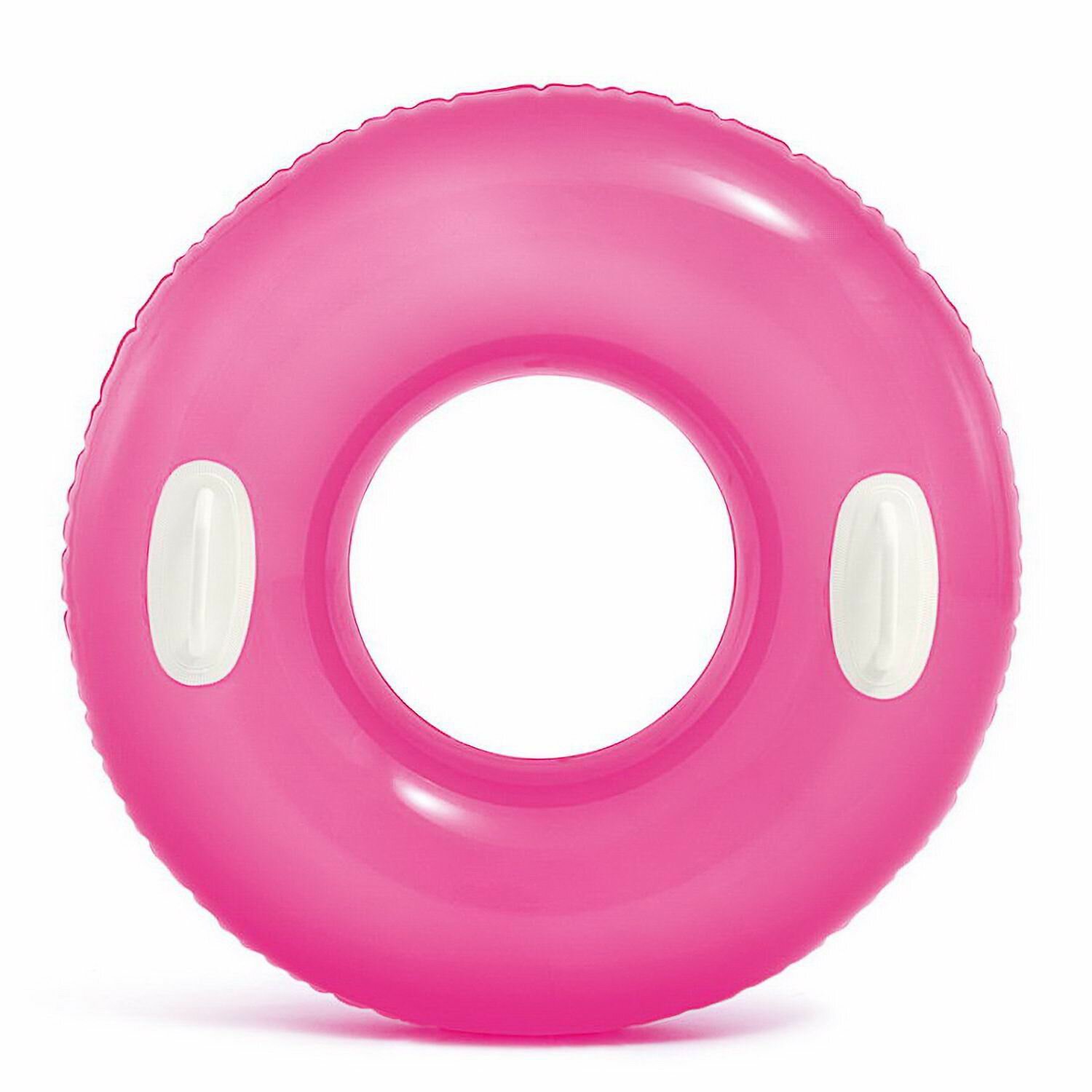 Круг надувной INTEX Hi-Gloss Tubes Неоновый розовый c держателями от 8 лет 76 см int59258NP/розовый