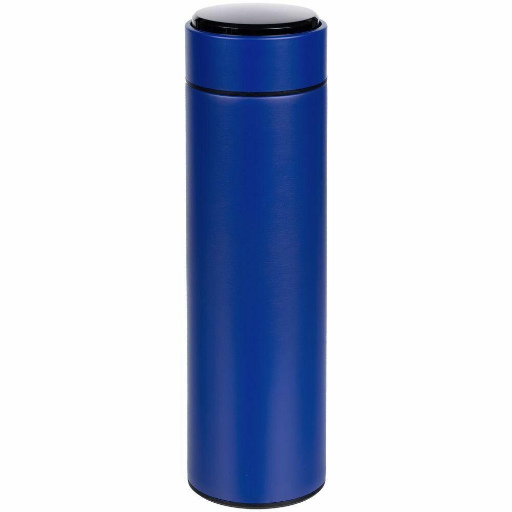 Термостакан термокружка для кофе чая с крышкой автомобильная металлическая походная кружка с заменяемой батарейкой Long Therm, синяя