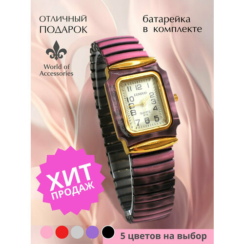 фото Наручные часы женские квадрат, розовый world of accessories